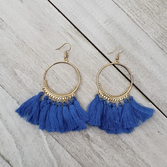 REVITALIZED Jewelry - Blue Fringe Earrings